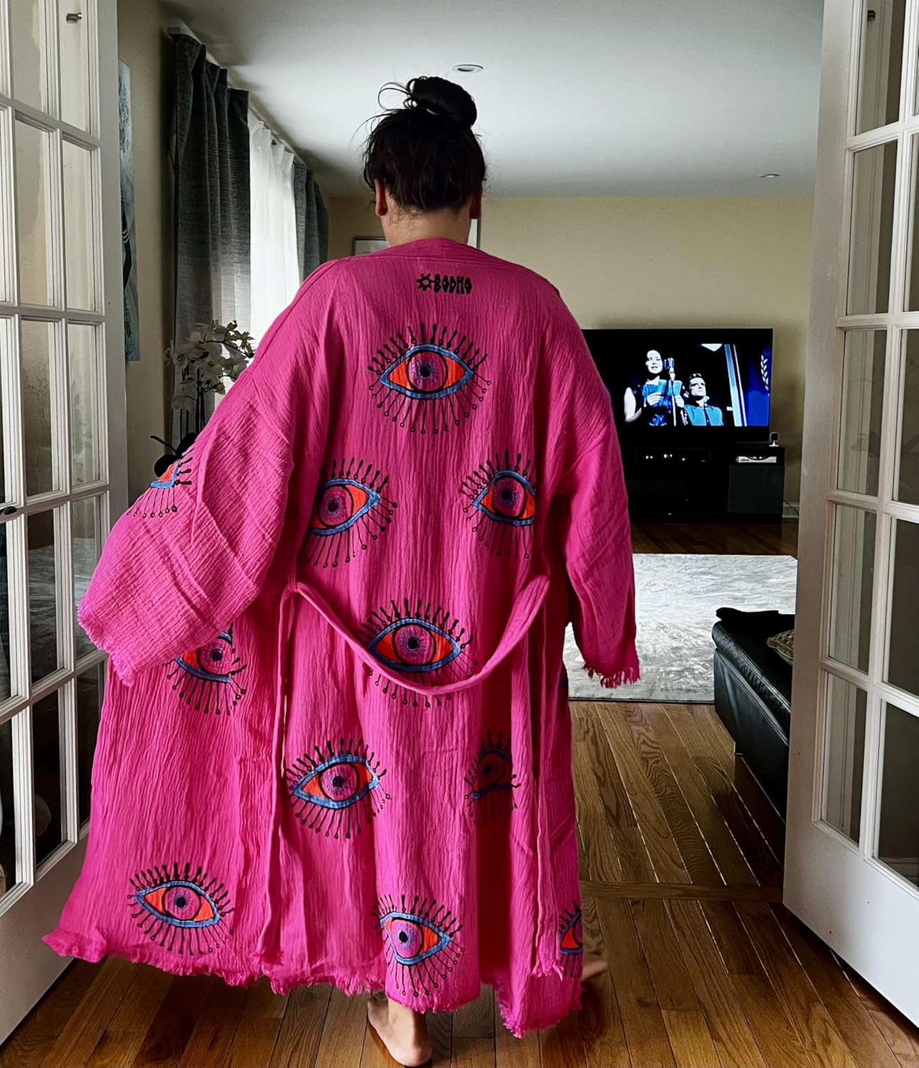 El Yapımı Nazar Kimono Pembe | Bohem Festival & Plaj Giyimi Örtü