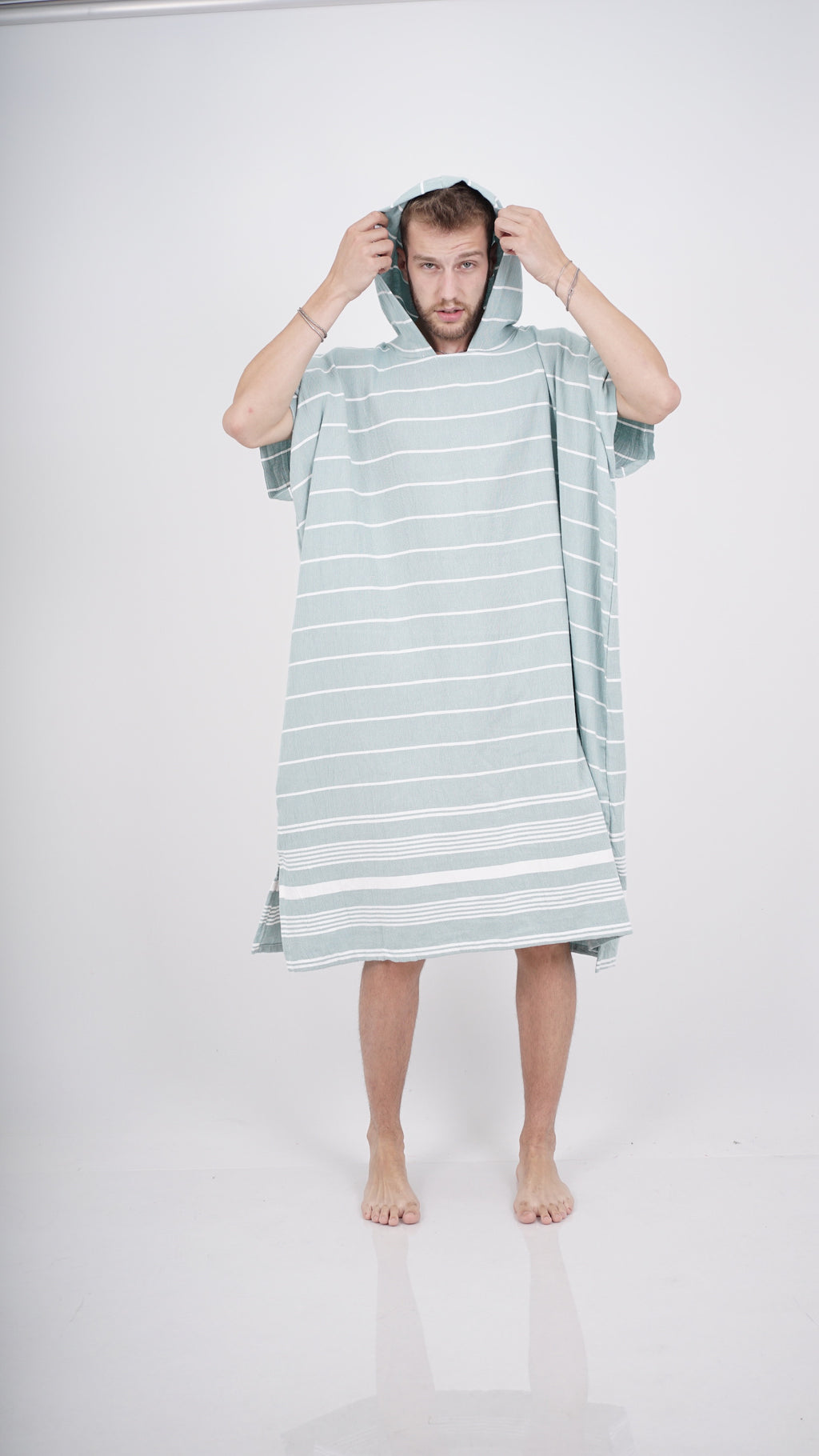 Turkish Cotton Hooded Beach Poncho – Quick Dry Sand-Free Changing Towel