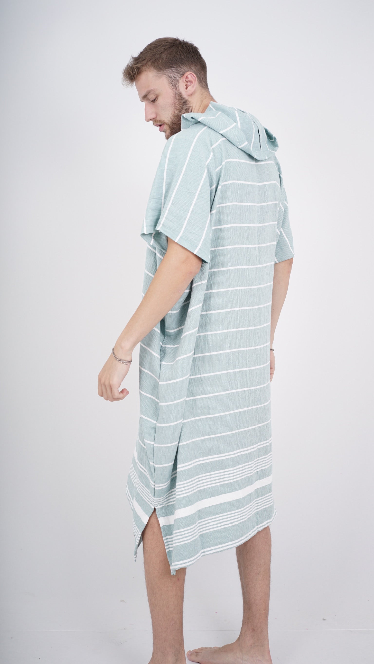 Turkish Cotton Hooded Beach Poncho – Quick Dry Sand-Free Changing Towel