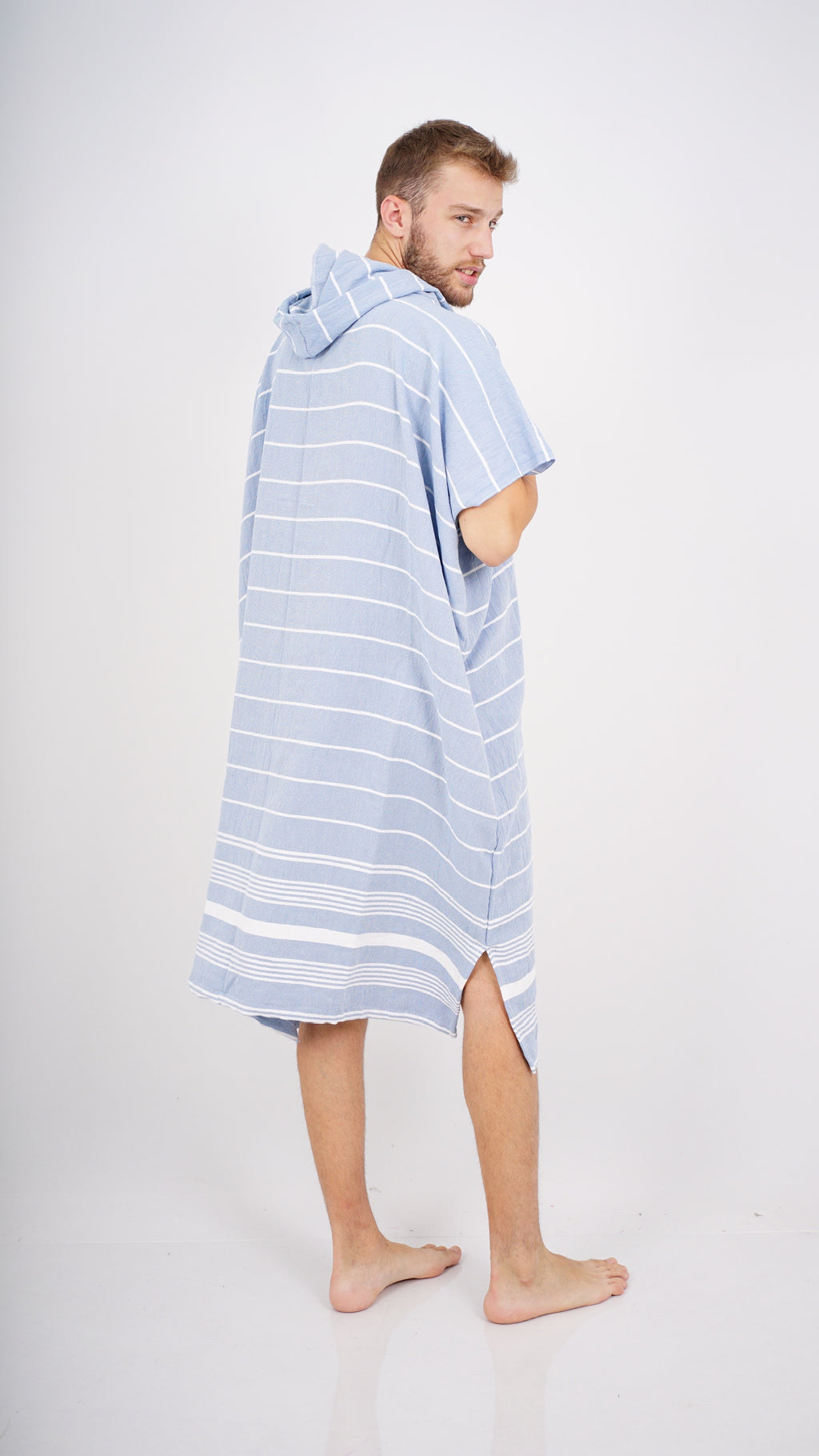Turkish Cotton Hooded Beach Poncho – Quick Dry Sand-Free Changing Towel