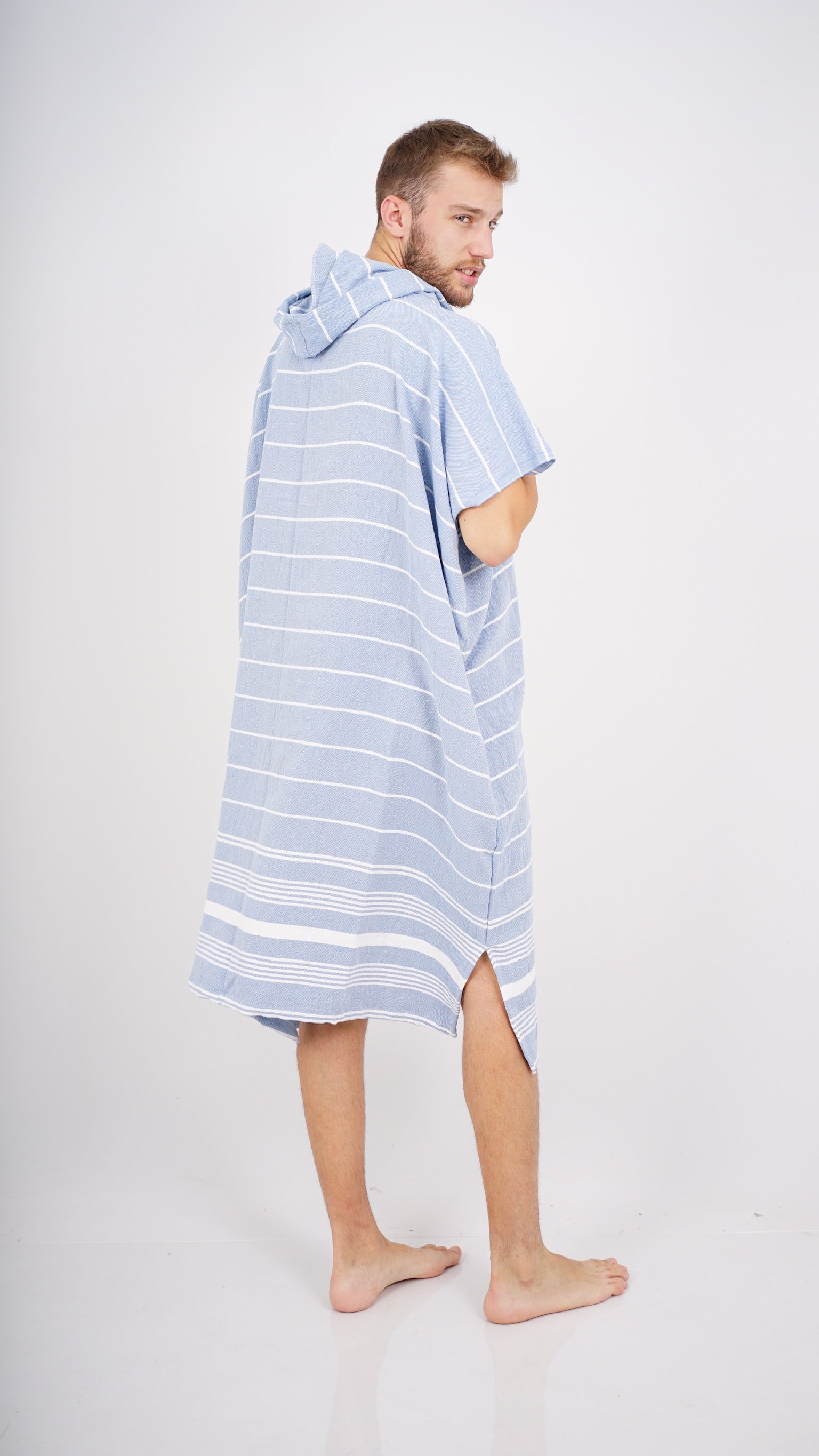 Turkish Cotton Hooded Beach Poncho – Quick Dry Sand-Free Changing Towel