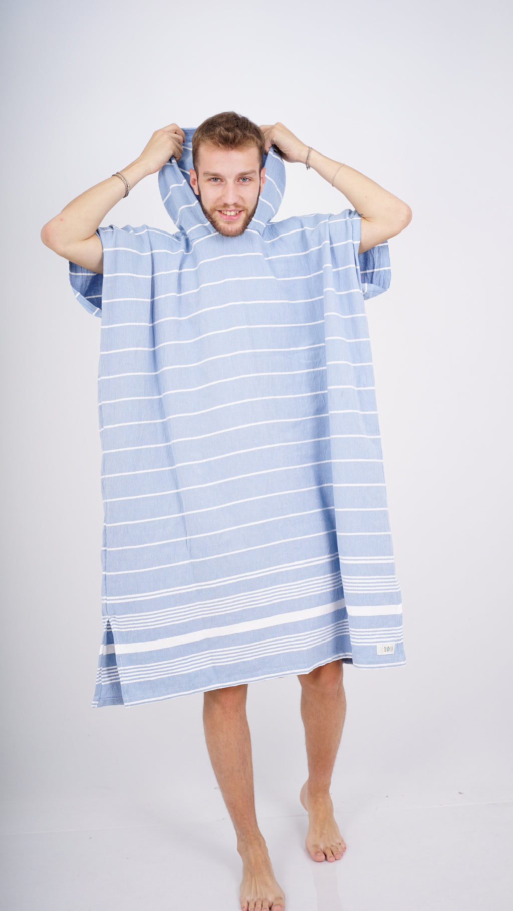 Turkish Cotton Hooded Beach Poncho – Quick Dry Sand-Free Changing Towel
