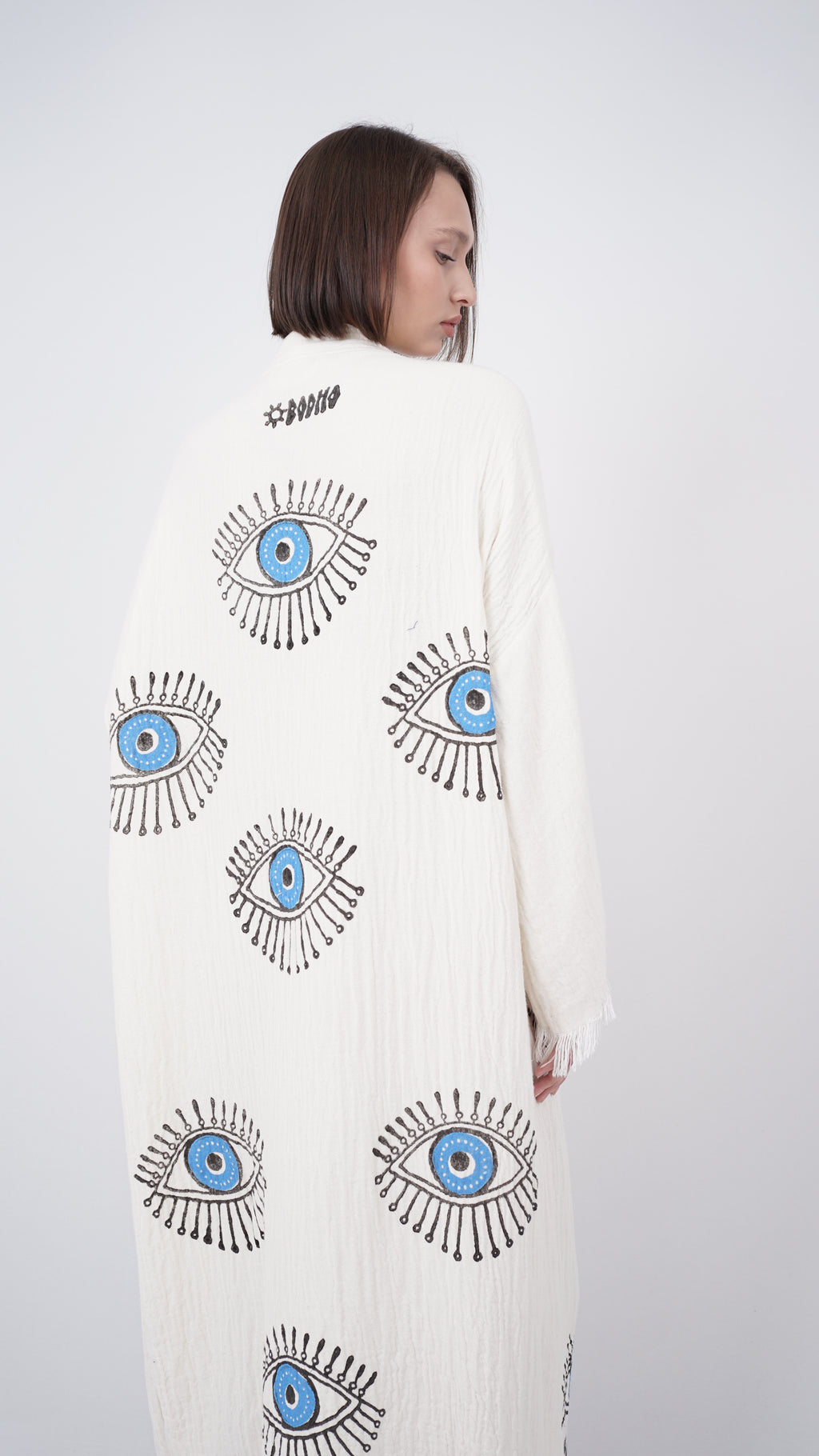 Handmade Evil Eye Kimono | Turkish Eye Boho Festival & Beachwear Cover Up