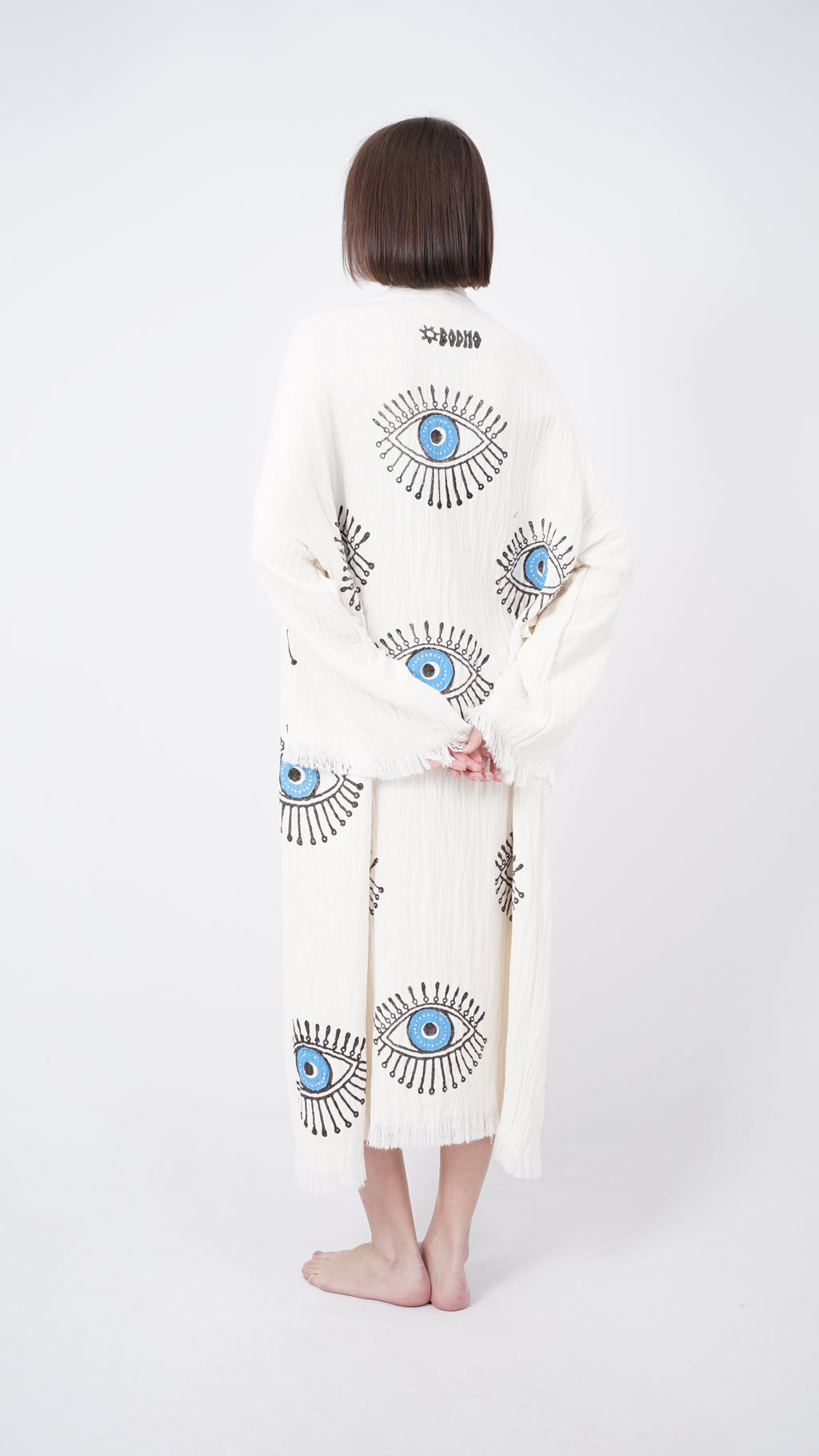 Handmade Evil Eye Kimono | Turkish Eye Boho Festival & Beachwear Cover Up