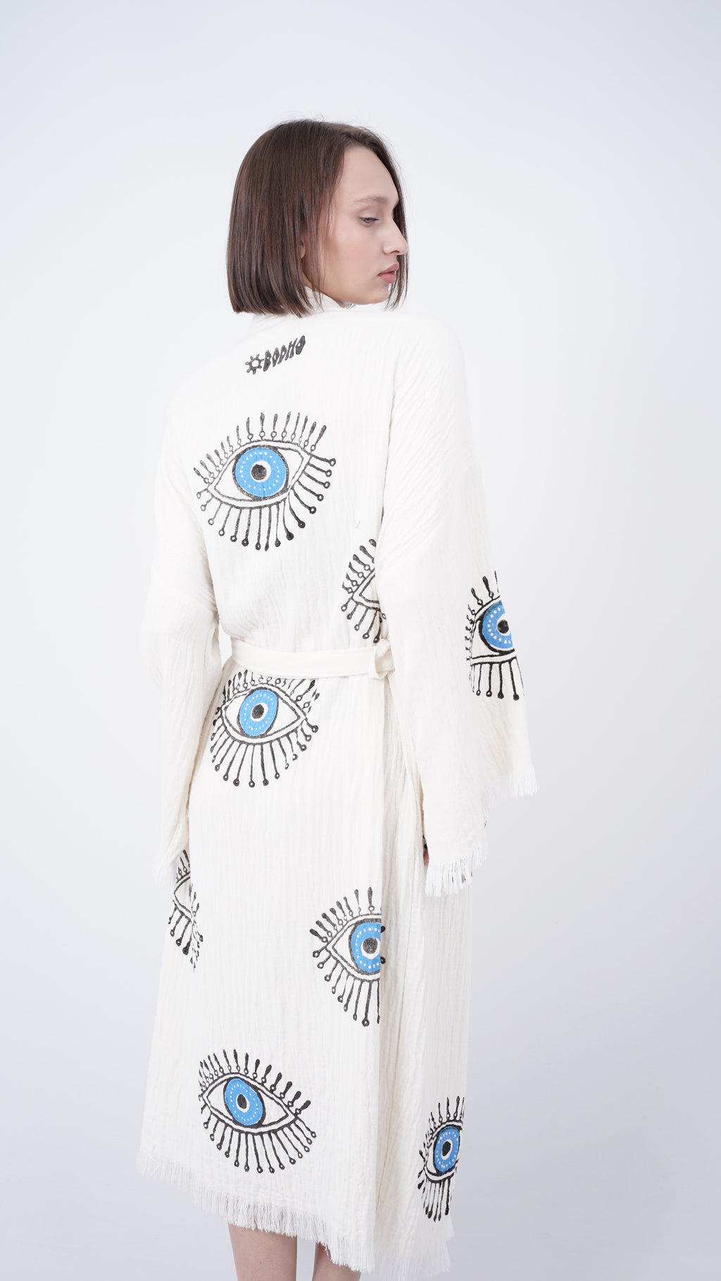Handmade Evil Eye Kimono | Turkish Eye Boho Festival & Beachwear Cover Up