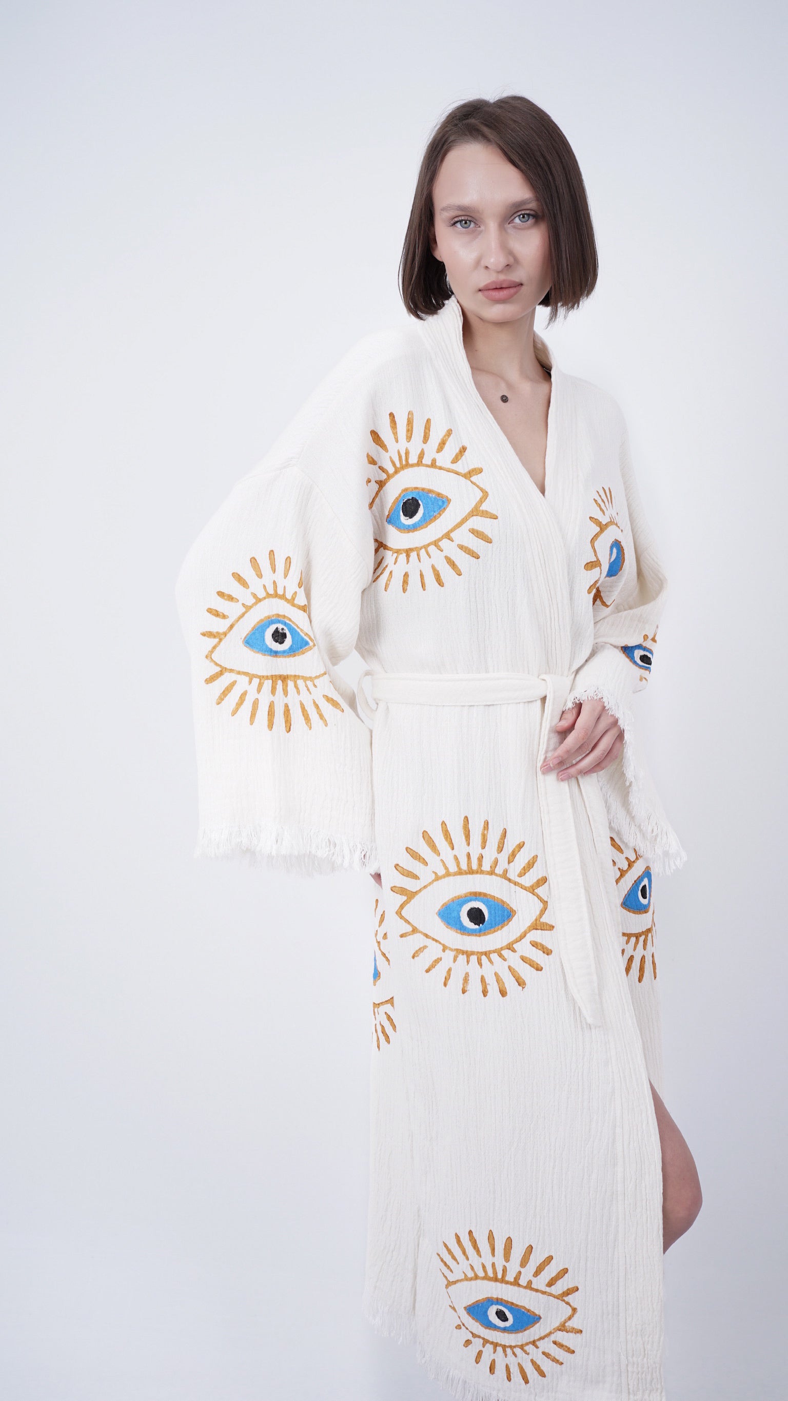Handmade Evil Eye Kimono | Boho Festival & Beachwear Cover Up