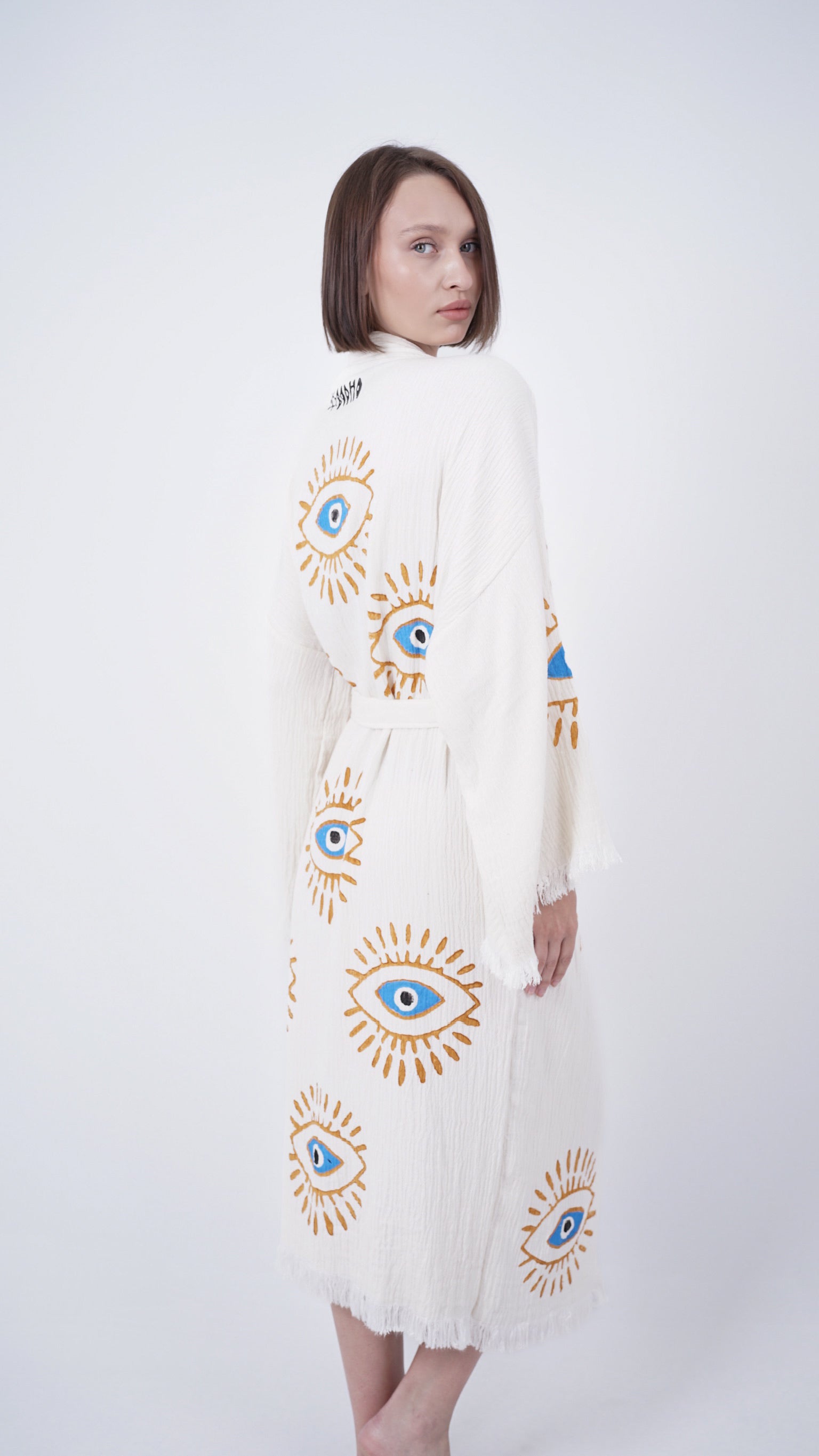 Handmade Evil Eye Kimono | Boho Festival & Beachwear Cover Up