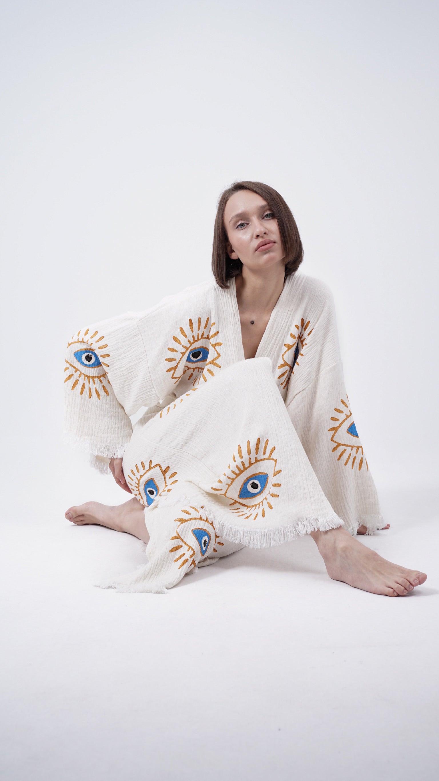 Handmade Evil Eye Kimono | Boho Festival & Beachwear Cover Up