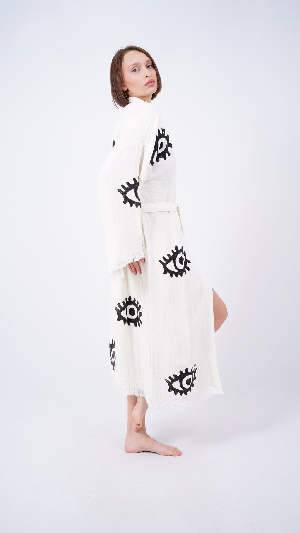 Handmade Evil Eye Kimono | Black Eye Boho Festival & Beachwear Cover Up