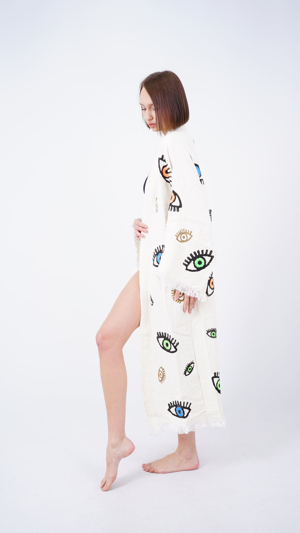 Handmade Evil Eye Kimono | Boho Festival & Beachwear Cover Up