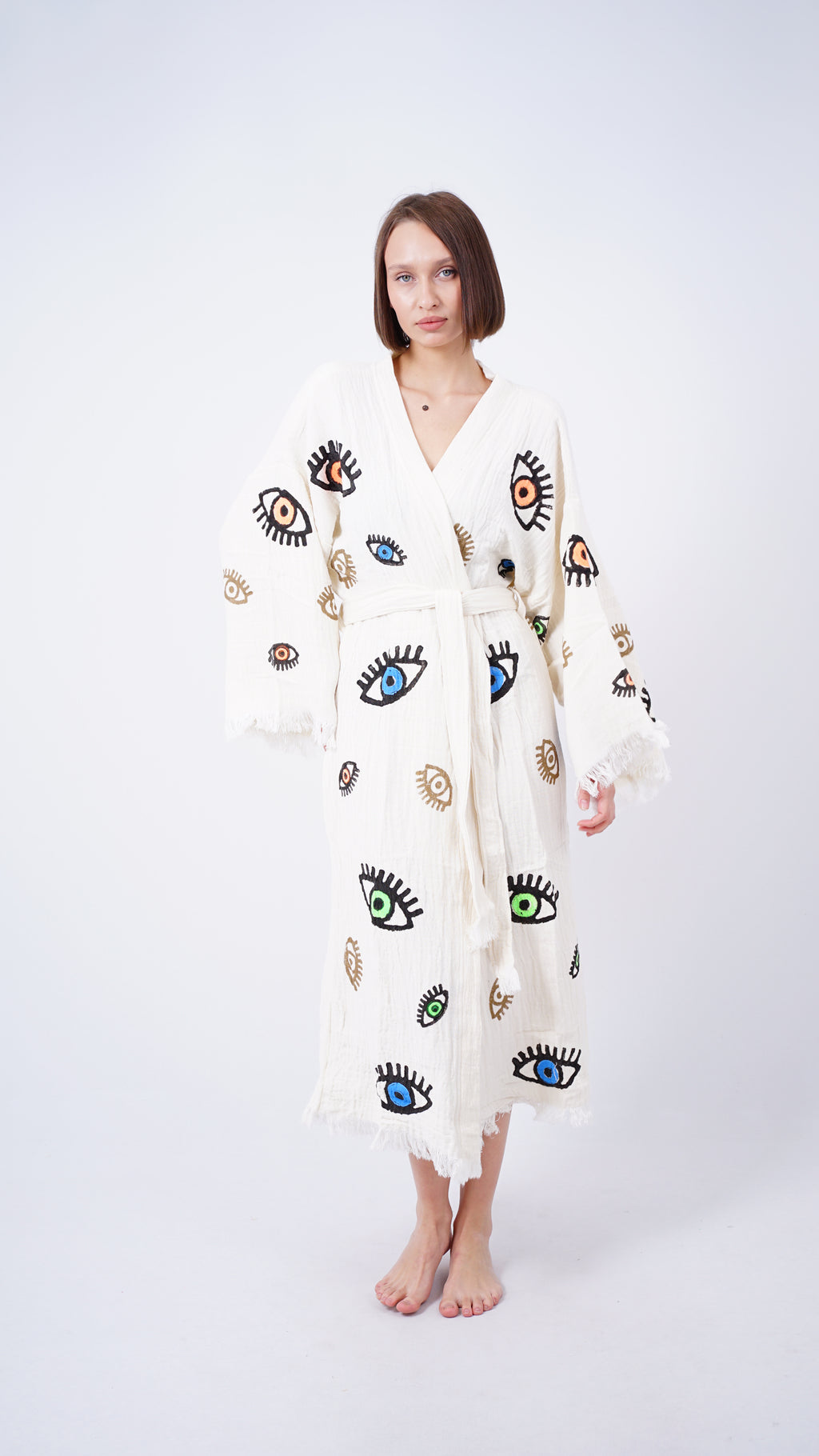 Handmade Evil Eye Kimono | Boho Festival & Beachwear Cover Up