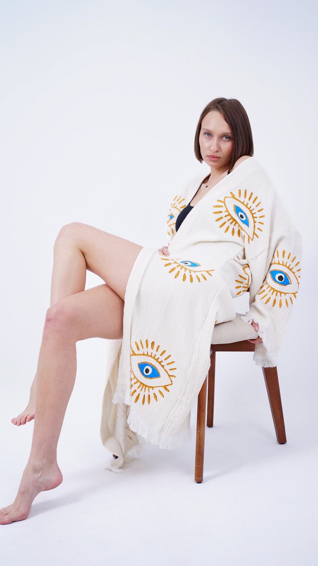 Handmade Evil Eye Kimono | Boho Festival & Beachwear Cover Up