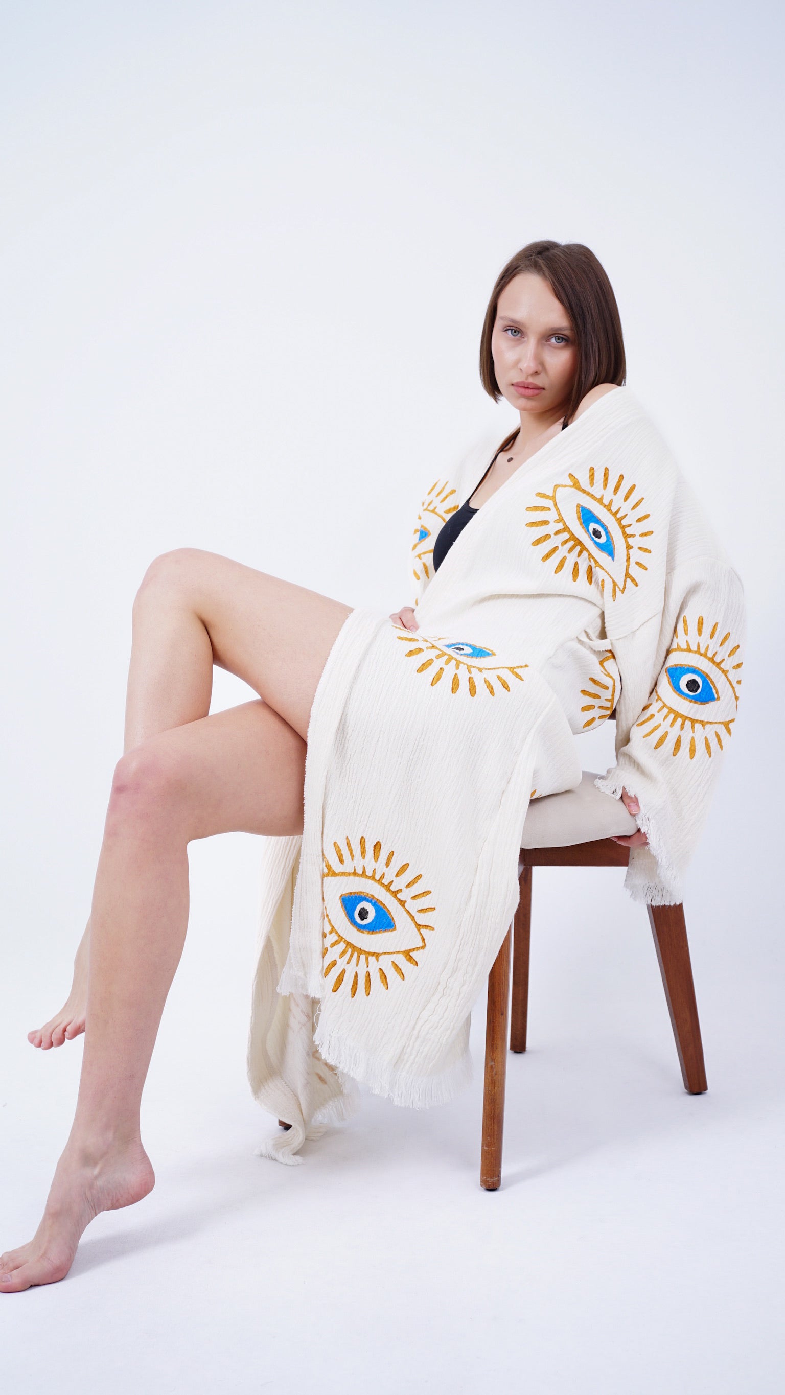 Handmade Evil Eye Kimono | Boho Festival & Beachwear Cover Up