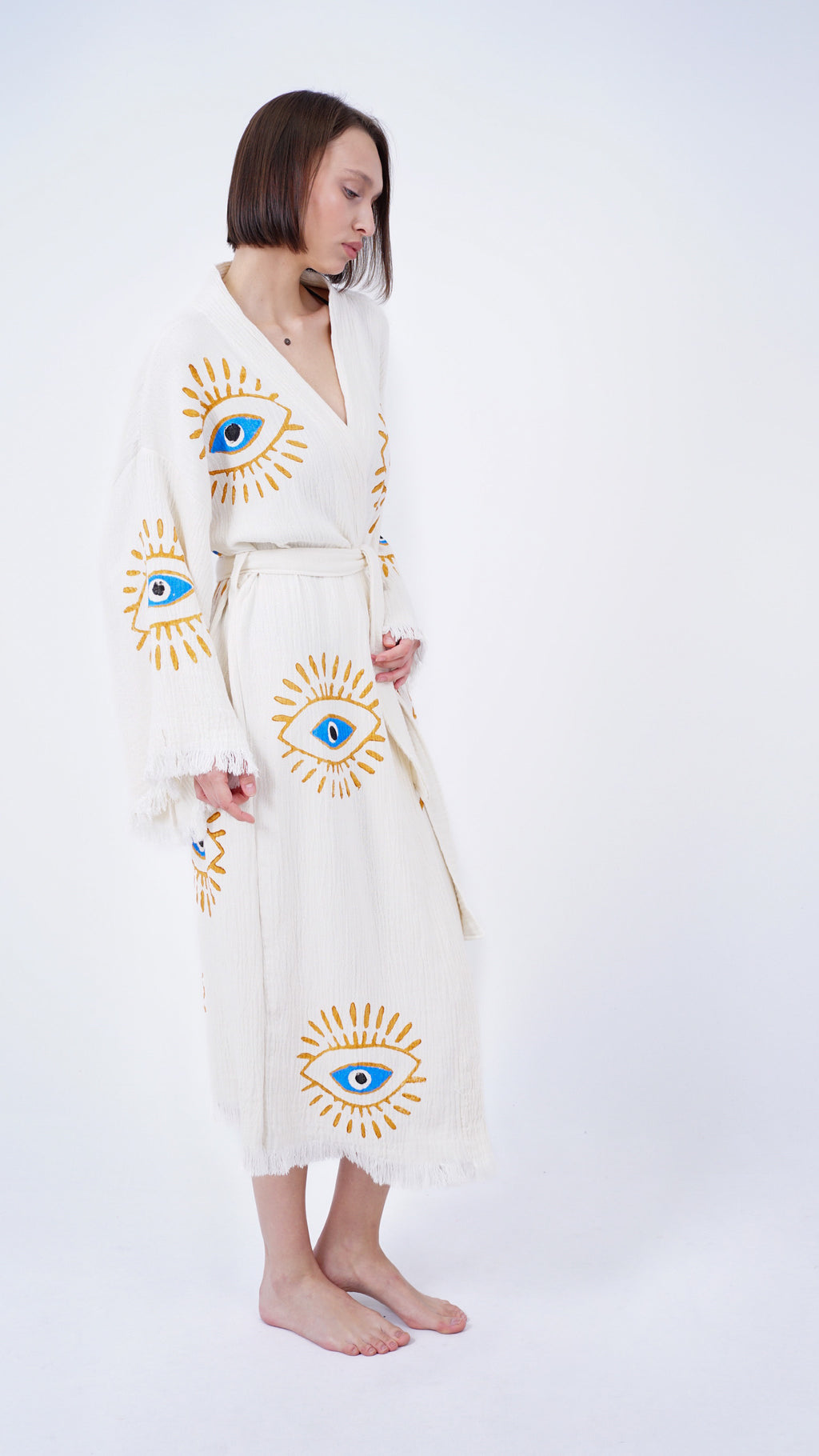 Handmade Evil Eye Kimono | Boho Festival & Beachwear Cover Up