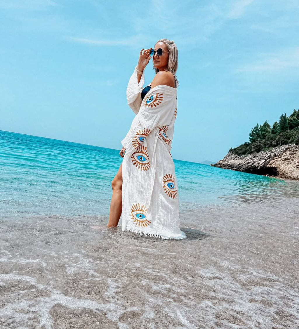 El Yapımı Nazar Kimono | Bohem Festival ve Plaj Örtüsü