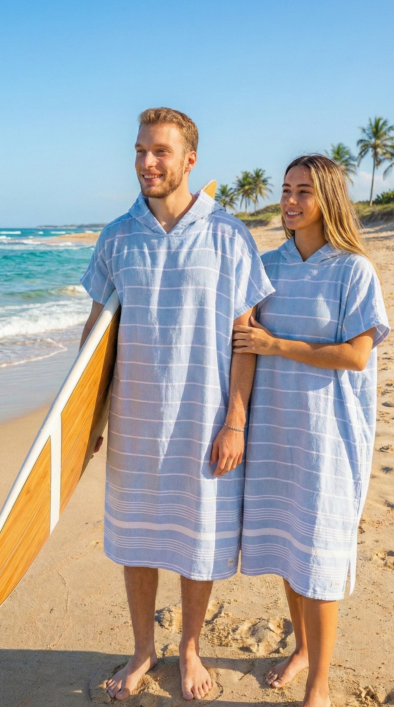 Turkish Cotton Hooded Beach Poncho – Quick Dry Sand-Free Changing Towel