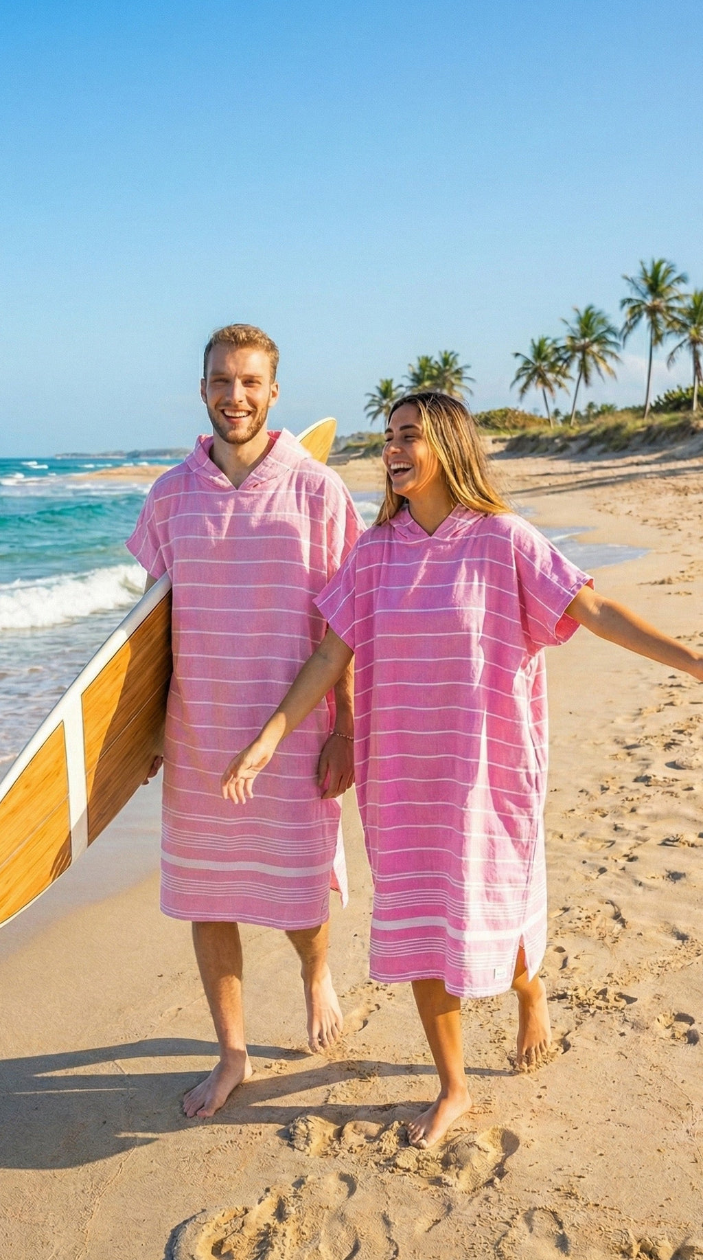 Poncho de playa con capucha de algodón turco – Toalla cambiador de secado rápido que no atrapa la arena