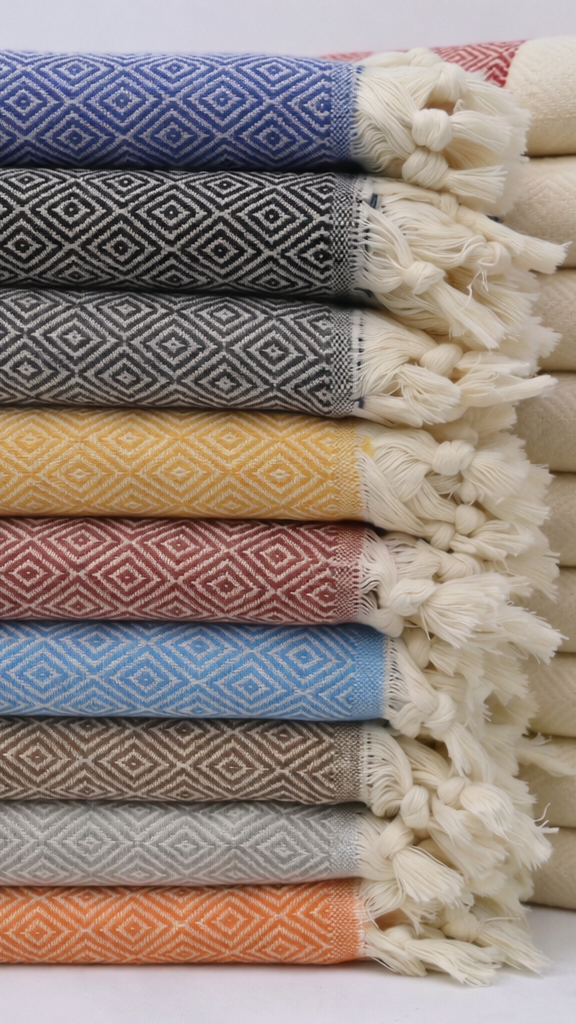 Diamond Turkish Beach Towel 4-Pack Sets | 100% Cotton Peshtemal