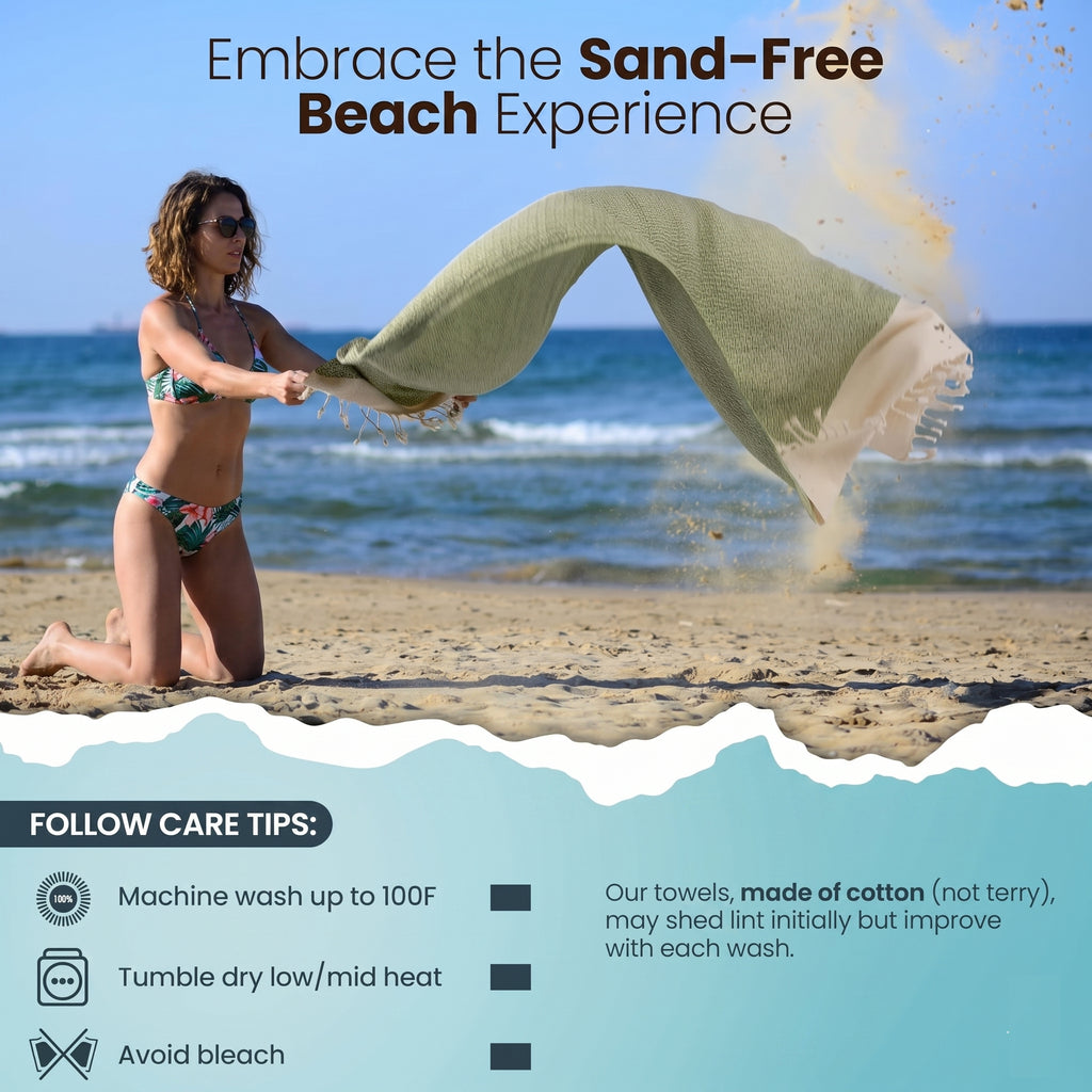 Diamond Turkish Beach Towel 4-Pack Sets | 100% Cotton Peshtemal