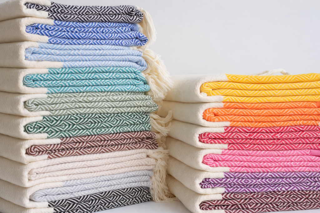 Diamond Turkish Beach Towel 4-Pack Sets | 100% Cotton Peshtemal
