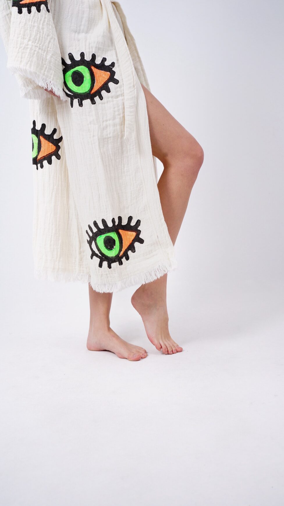 Handmade Evil Eye Boho Festival Kimono, Boho Beachwear, Beachwear Cover Up, Ethnic Kimono, Cardigan, Bathrobe, Morning Robe, Spa Robe