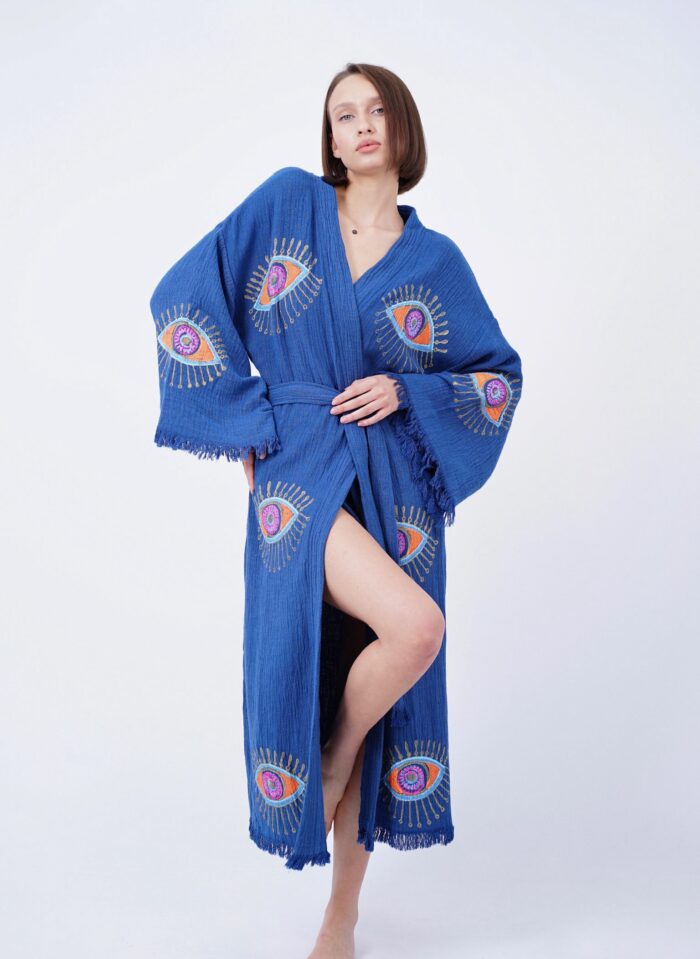 Handmade Evil Eye Boho Festival Kimono Burgundy, Boho Beachwear, Beachwear Cover Up, Ethnic Kimono, Cardigan, Bathrobe, Morning Robe, Spa Robe