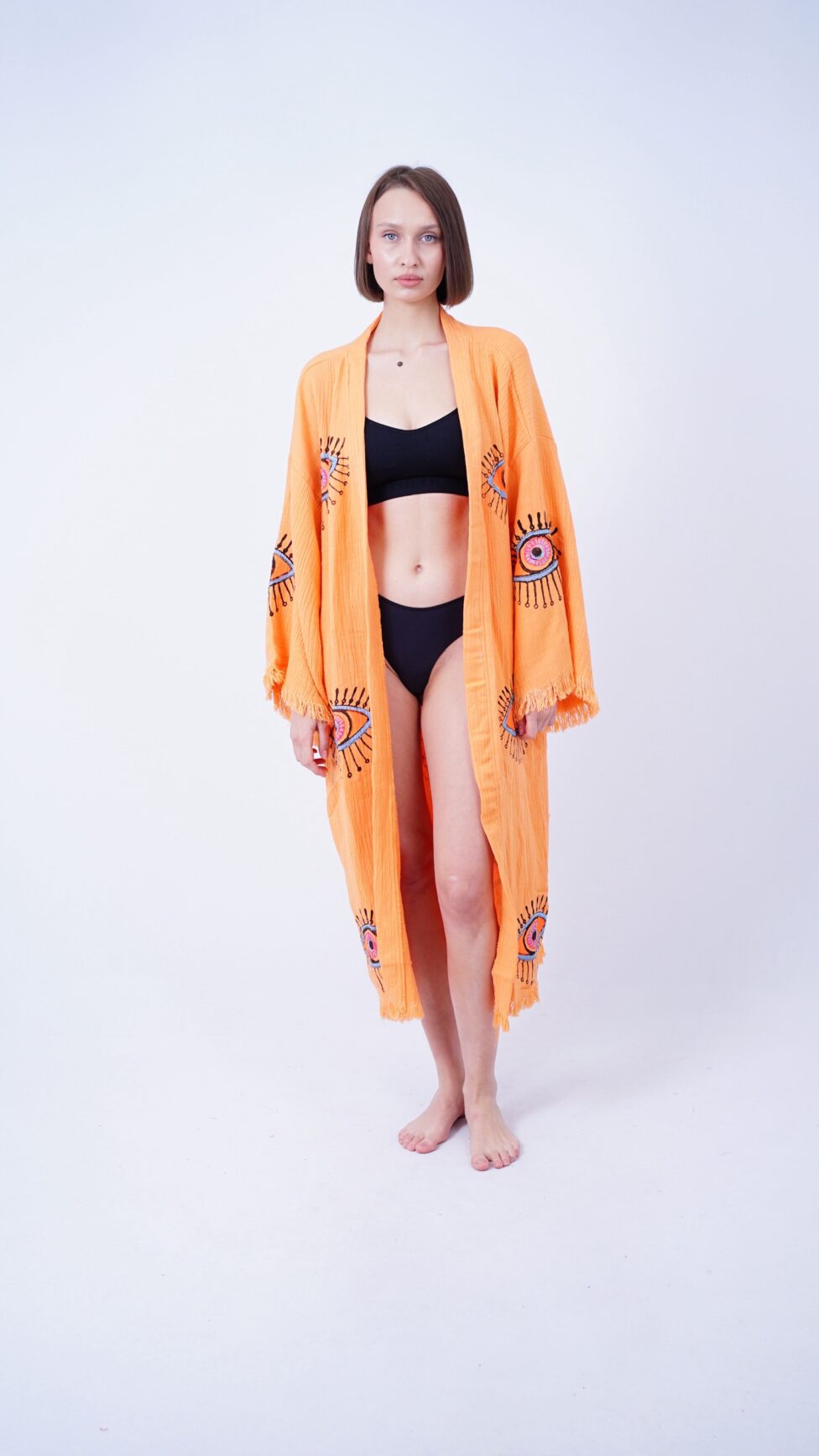 Handmade Evil Eye Boho Festival Kimono Burgundy, Boho Beachwear, Beachwear Cover Up, Ethnic Kimono, Cardigan, Bathrobe, Morning Robe, Spa Robe
