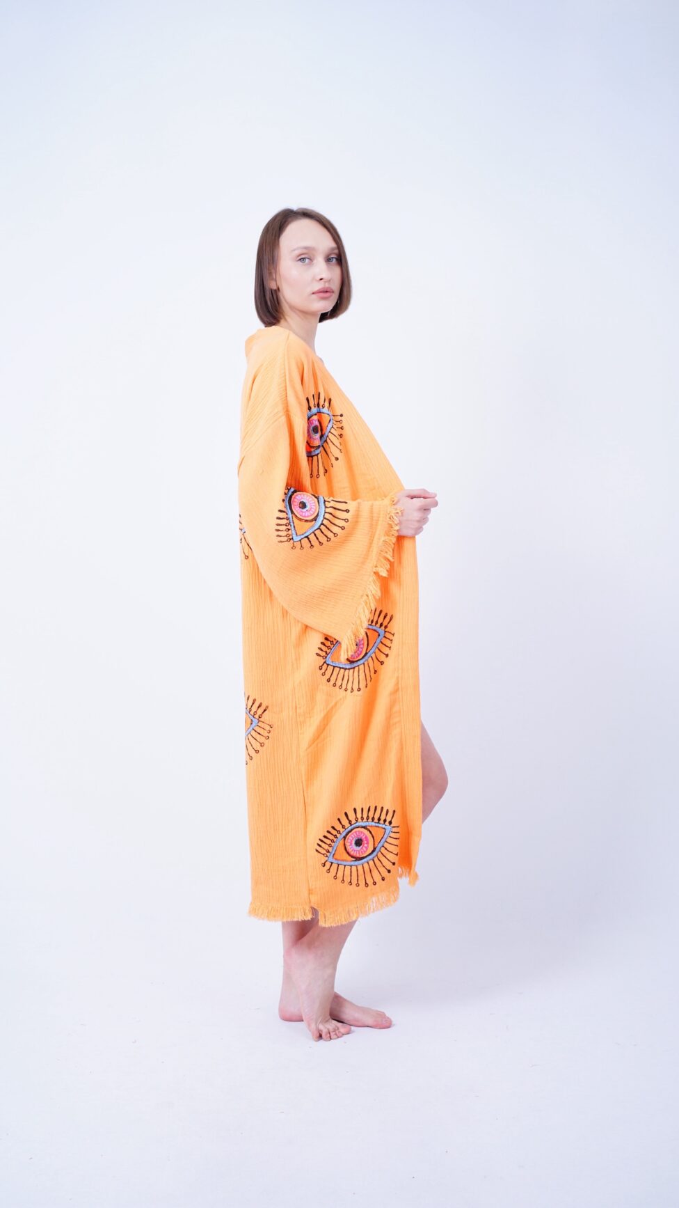 Handmade Evil Eye Boho Festival Kimono Burgundy, Boho Beachwear, Beachwear Cover Up, Ethnic Kimono, Cardigan, Bathrobe, Morning Robe, Spa Robe
