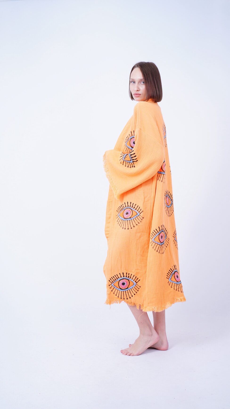 Handmade Evil Eye Boho Festival Kimono Burgundy, Boho Beachwear, Beachwear Cover Up, Ethnic Kimono, Cardigan, Bathrobe, Morning Robe, Spa Robe