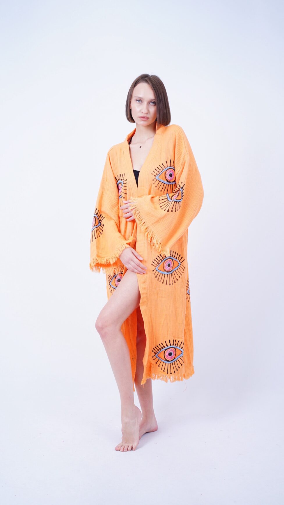 Handmade Evil Eye Boho Festival Kimono Burgundy, Boho Beachwear, Beachwear Cover Up, Ethnic Kimono, Cardigan, Bathrobe, Morning Robe, Spa Robe