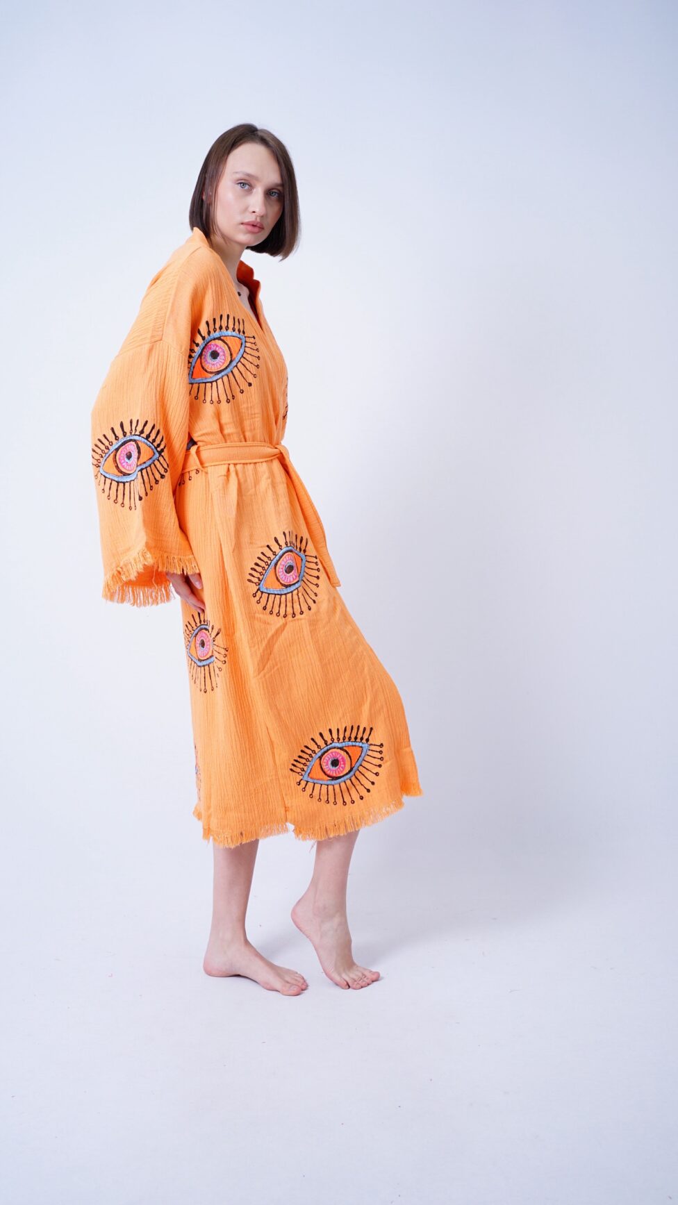Handmade Evil Eye Boho Festival Kimono Burgundy, Boho Beachwear, Beachwear Cover Up, Ethnic Kimono, Cardigan, Bathrobe, Morning Robe, Spa Robe