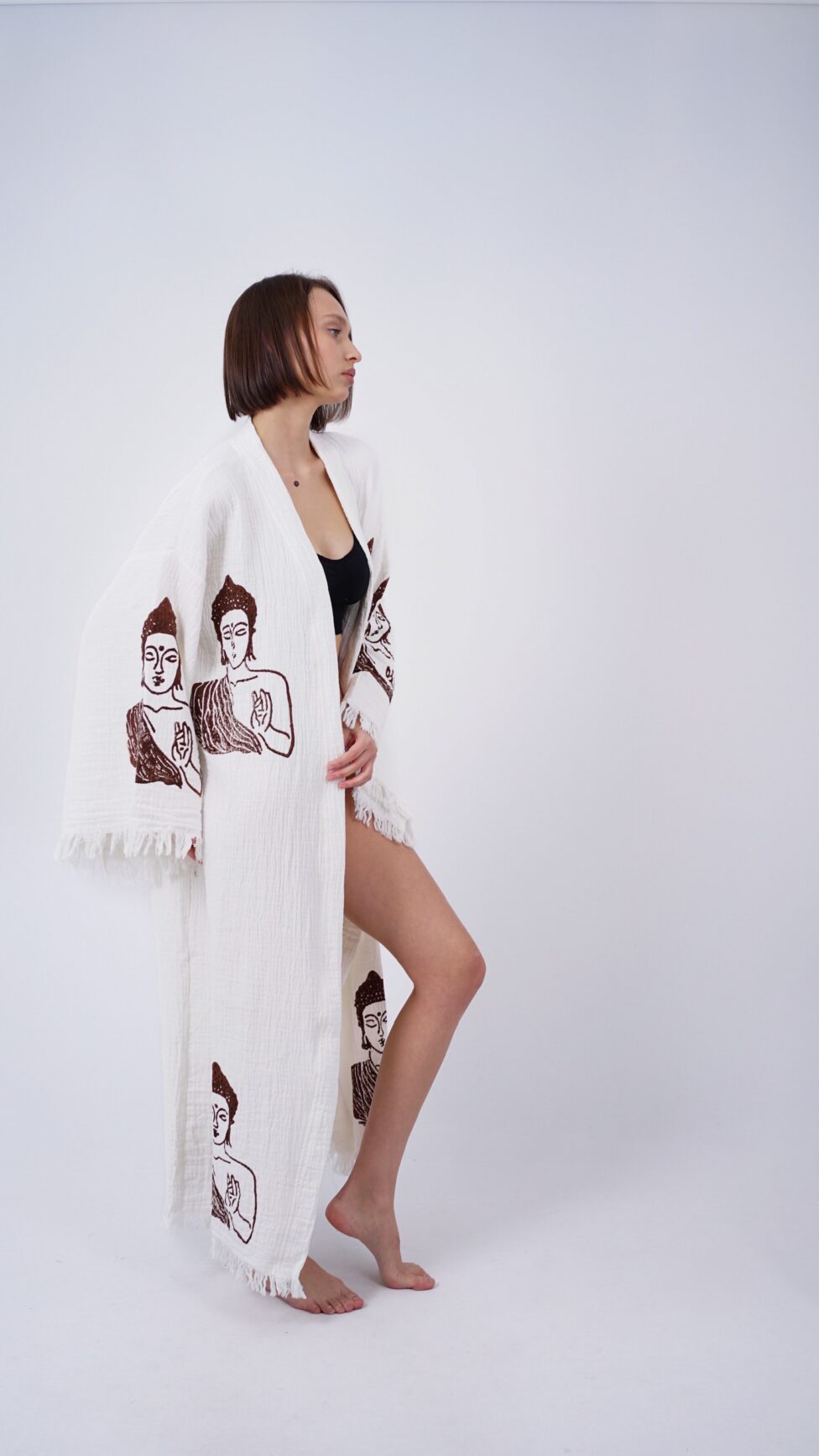 Handmade Budha Boho Festival Kimono, Boho Beachwear, Beachwear Cover Up, Ethnic Kimono, Cardigan, Bathrobe, Morning Robe, Spa Robe