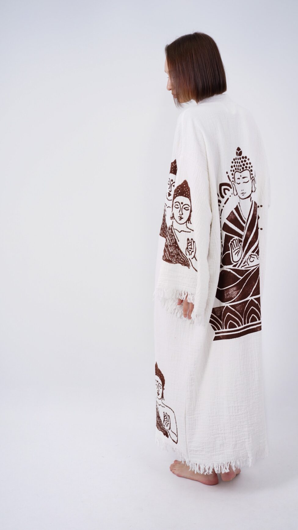 Handmade Budha Boho Festival Kimono, Boho Beachwear, Beachwear Cover Up, Ethnic Kimono, Cardigan, Bathrobe, Morning Robe, Spa Robe