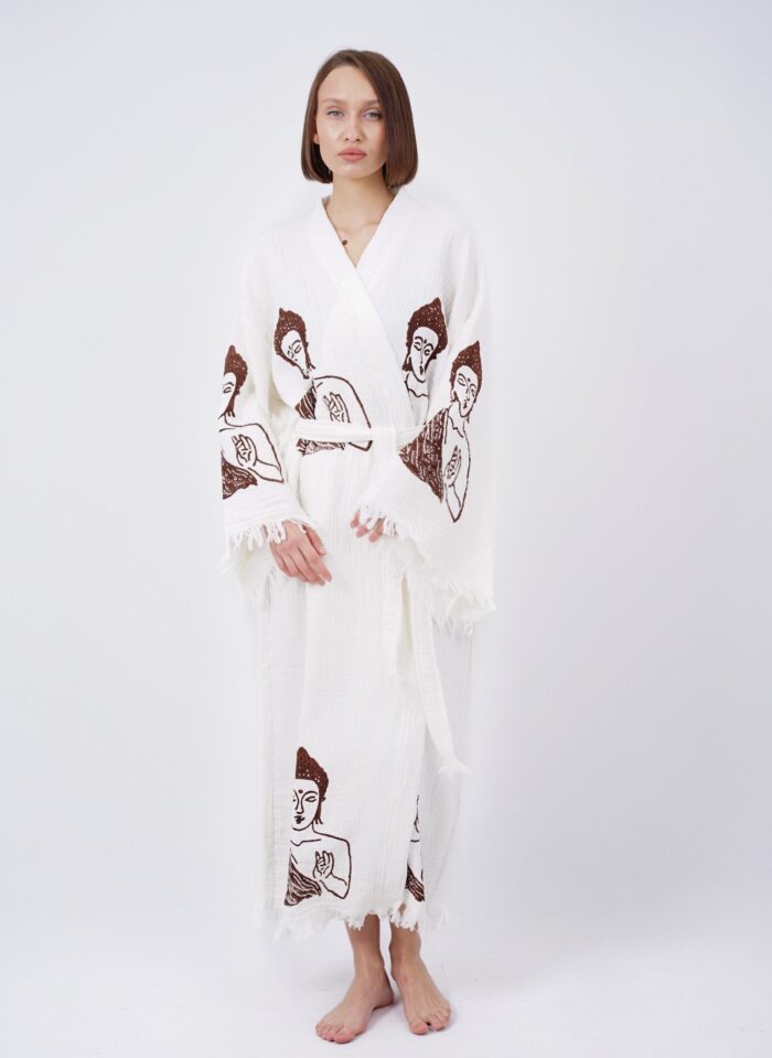 Handmade Budha Boho Festival Kimono, Boho Beachwear, Beachwear Cover Up, Ethnic Kimono, Cardigan, Bathrobe, Morning Robe, Spa Robe