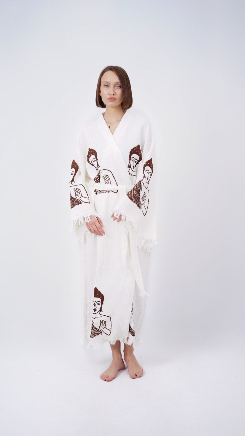 Handmade Budha Boho Festival Kimono, Boho Beachwear, Beachwear Cover Up, Ethnic Kimono, Cardigan, Bathrobe, Morning Robe, Spa Robe