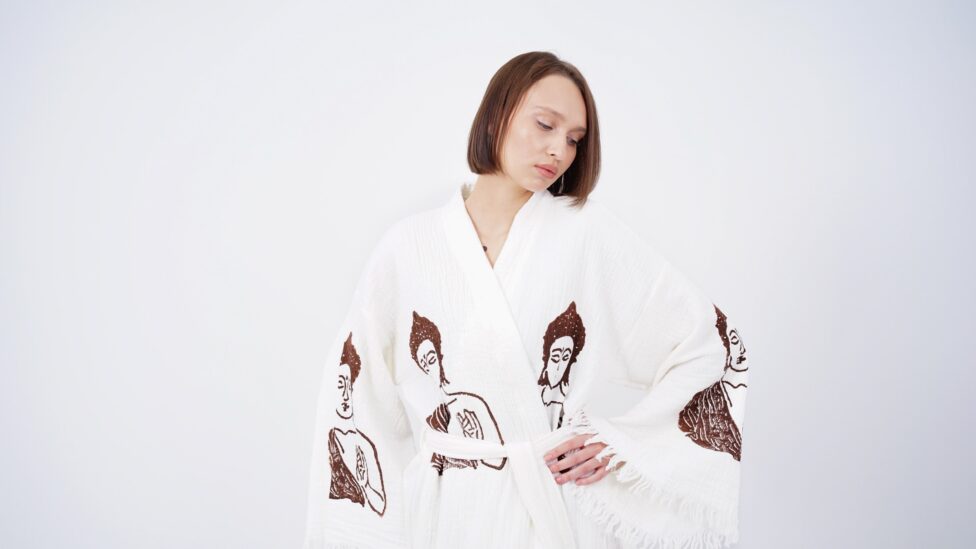 Handmade Budha Boho Festival Kimono, Boho Beachwear, Beachwear Cover Up, Ethnic Kimono, Cardigan, Bathrobe, Morning Robe, Spa Robe