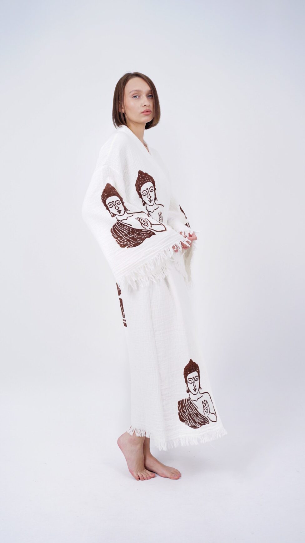 Handmade Budha Boho Festival Kimono, Boho Beachwear, Beachwear Cover Up, Ethnic Kimono, Cardigan, Bathrobe, Morning Robe, Spa Robe