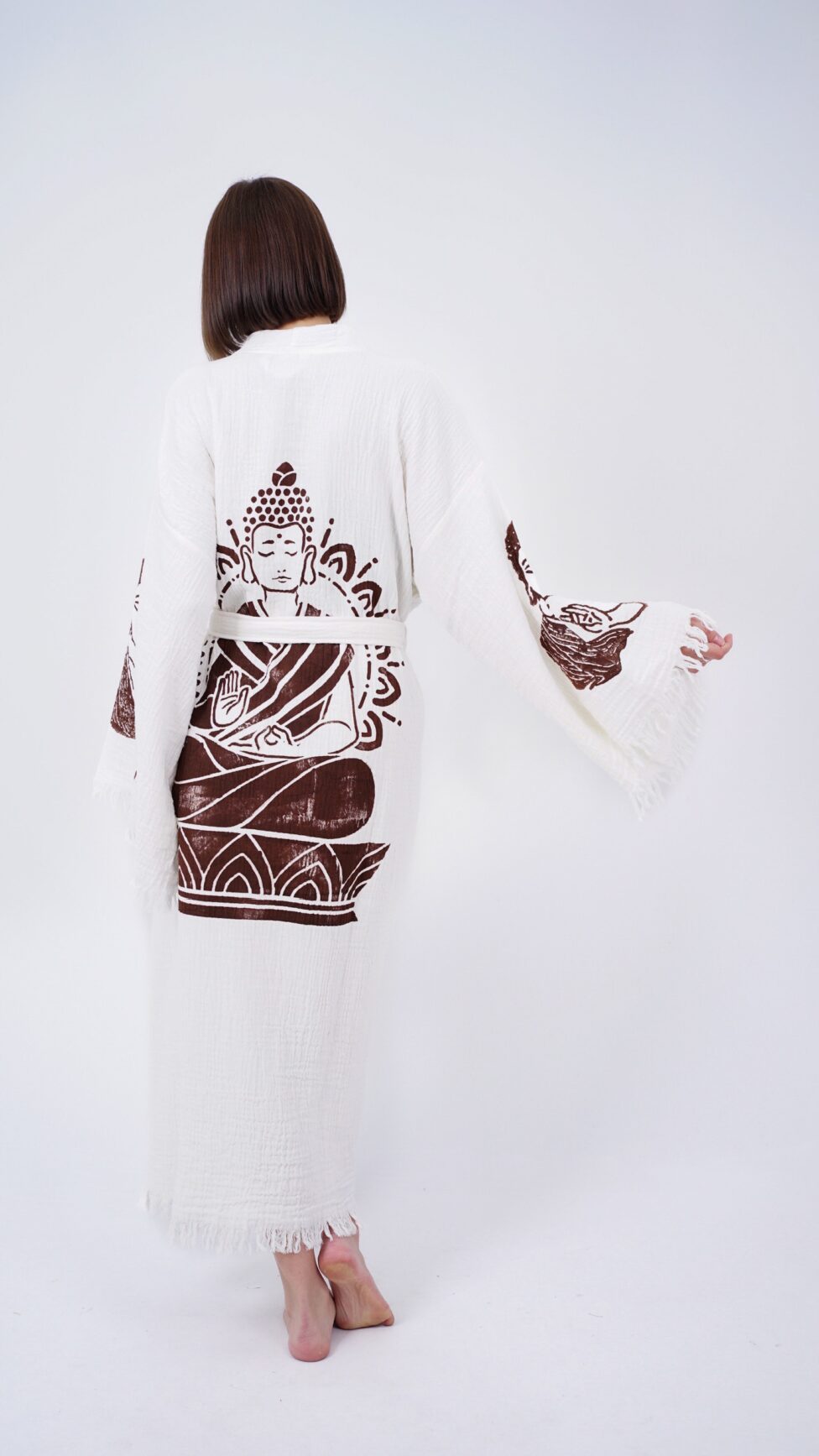 Handmade Budha Boho Festival Kimono, Boho Beachwear, Beachwear Cover Up, Ethnic Kimono, Cardigan, Bathrobe, Morning Robe, Spa Robe