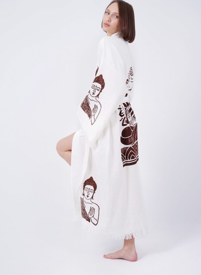 Handmade Budha Boho Festival Kimono, Boho Beachwear, Beachwear Cover Up, Ethnic Kimono, Cardigan, Bathrobe, Morning Robe, Spa Robe