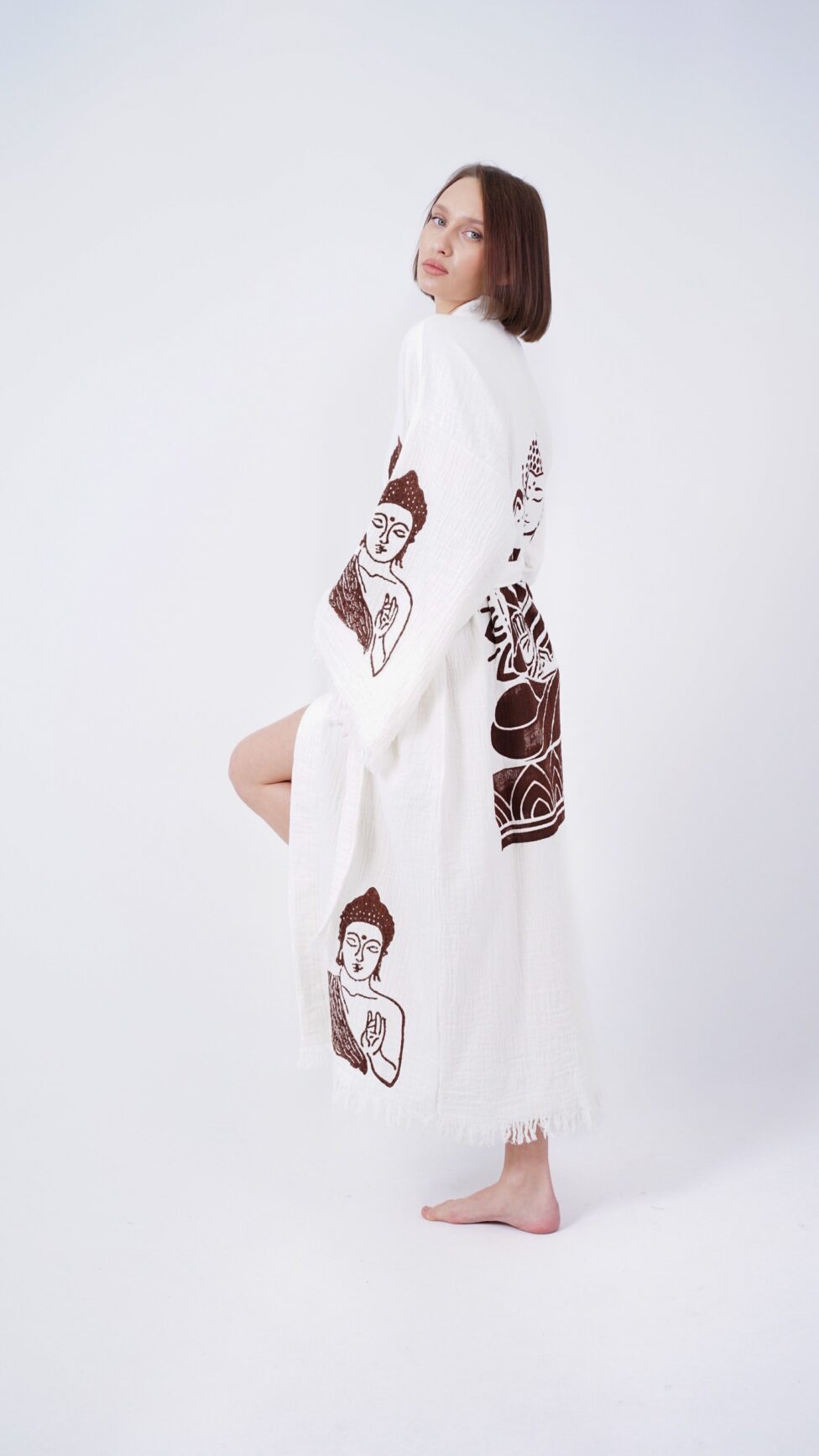 Handmade Budha Boho Festival Kimono, Boho Beachwear, Beachwear Cover Up, Ethnic Kimono, Cardigan, Bathrobe, Morning Robe, Spa Robe